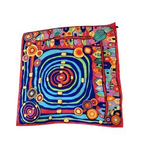 Frey Wille "Hommage à Hundertwasser" Womens Size 35inch Square Silk Scarf Casual